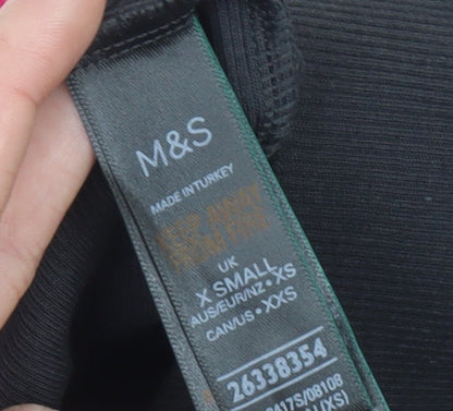 Marks and Spencer Women Black XS Biker Shorts Stretch Cotton