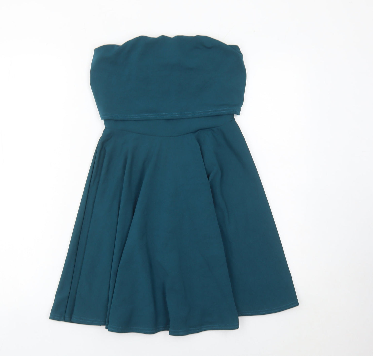 Boohoo Women’s Blue Strapless Skater Dress UK 10 Partywear