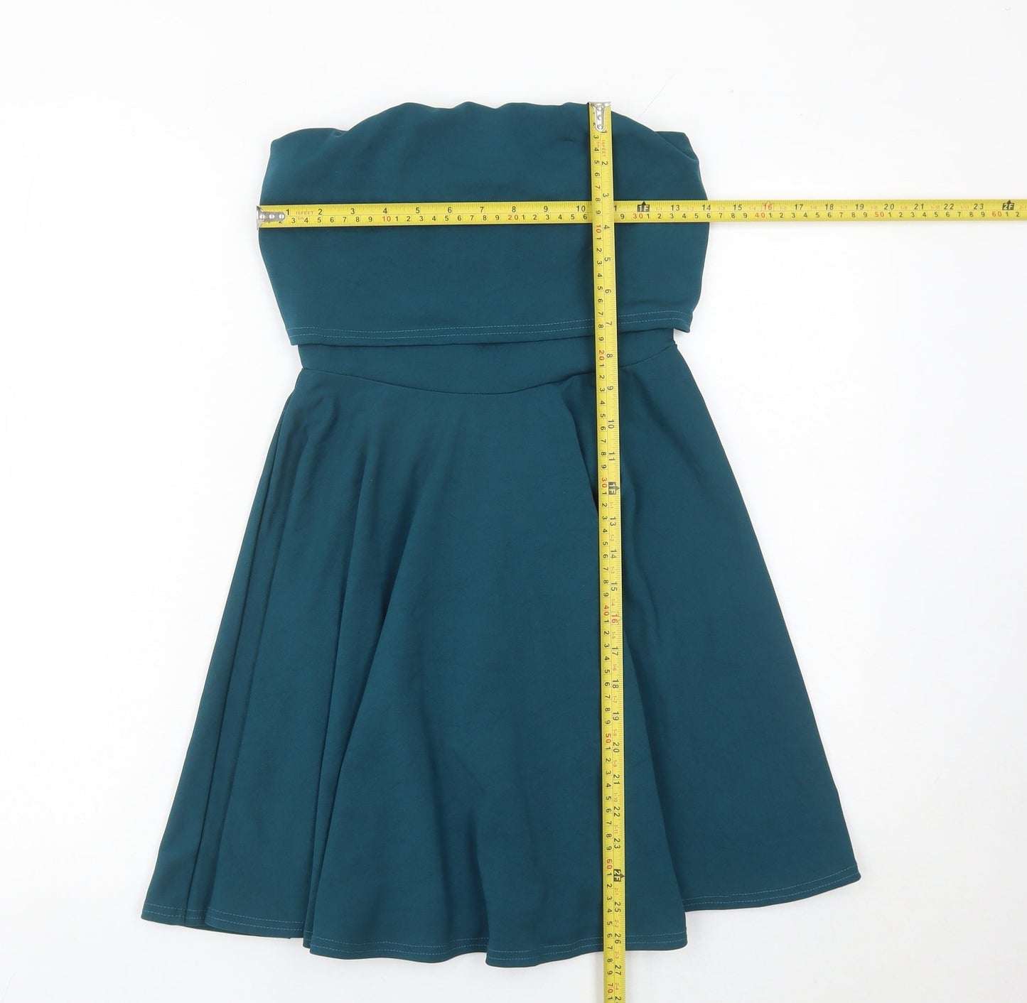 Boohoo Women’s Blue Strapless Skater Dress UK 10 Partywear