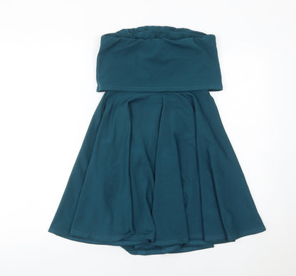 Boohoo Women’s Blue Strapless Skater Dress UK 10 Partywear