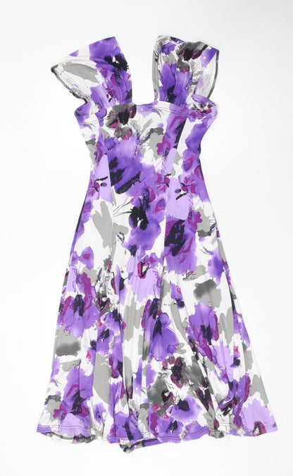 Monacco Women’s Purple Floral Fit & Flare Dress Size 10