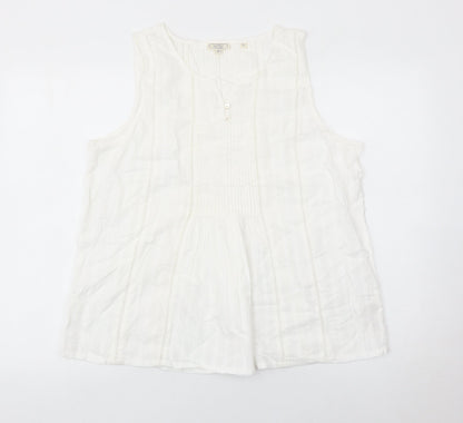 Womens UK Size 16 Fat Face White Tunic Blouse