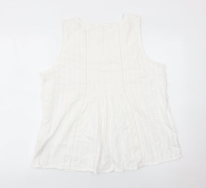 Womens UK Size 16 Fat Face White Tunic Blouse