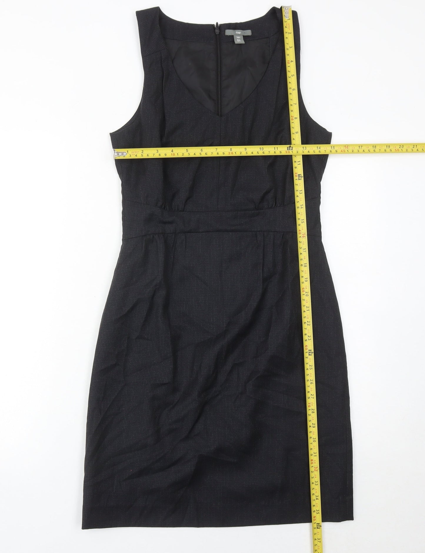 Gap Womens Black Wool Blend Sheath Dress Size 6 V-Neck Workwear