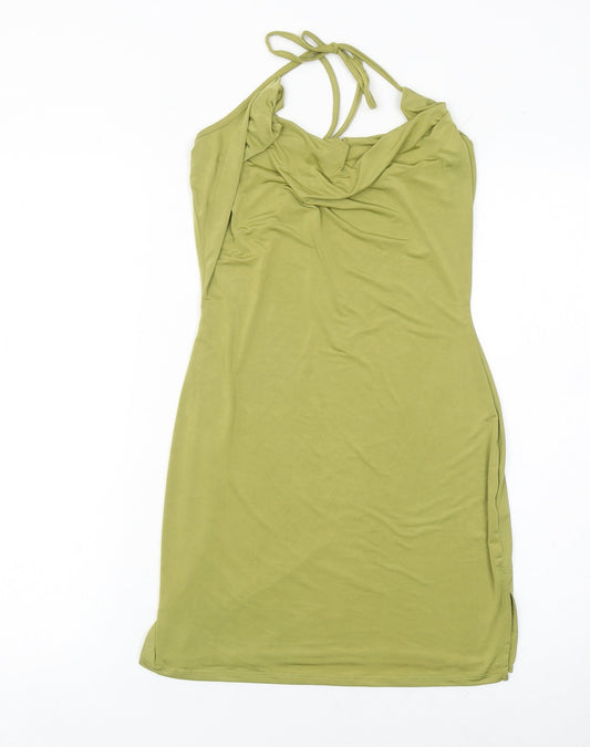 PrettyLittleThing Women’s Green Size 10 Bodycon Cowl Neck Sleeveless Dress