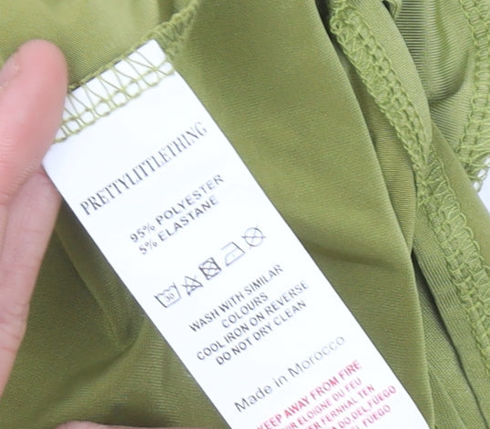 PrettyLittleThing Women’s Green Size 10 Bodycon Cowl Neck Sleeveless Dress