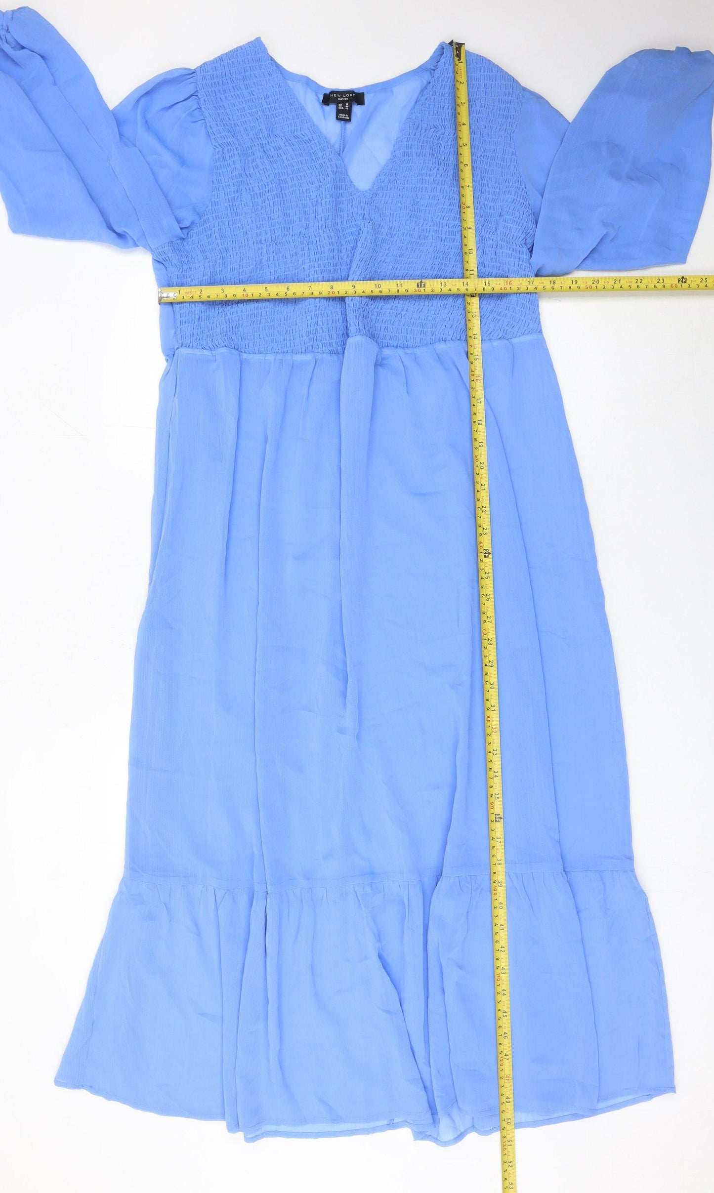 New Look Women Blue Size 18 Plus Midi A-Line Dress