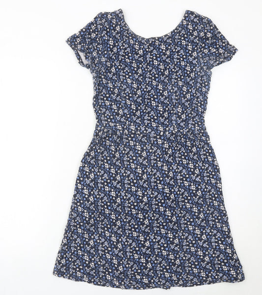 Next Women’s Blue Floral Fit & Flare Jersey Dress Size 6