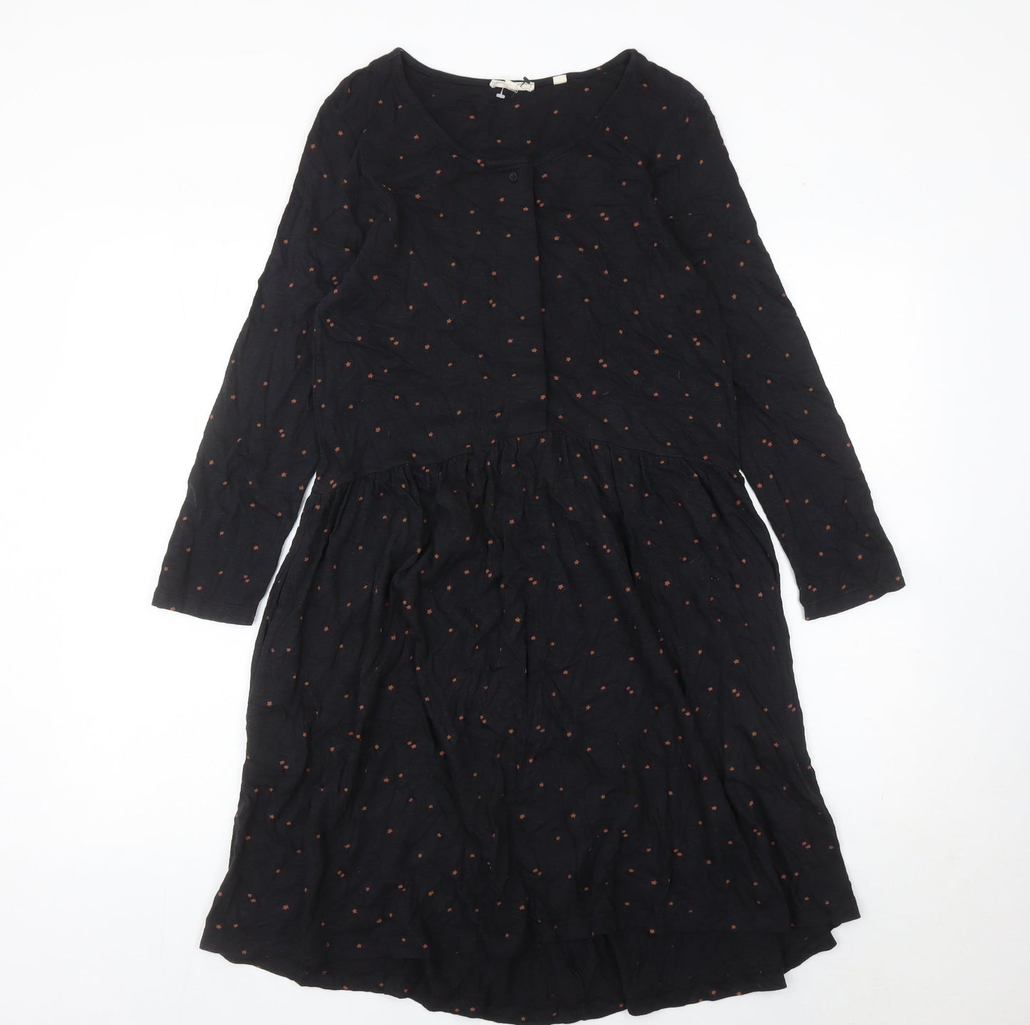 Fat Face Womens Black Floral Shift Dress Size 10 Long Sleeve Casual