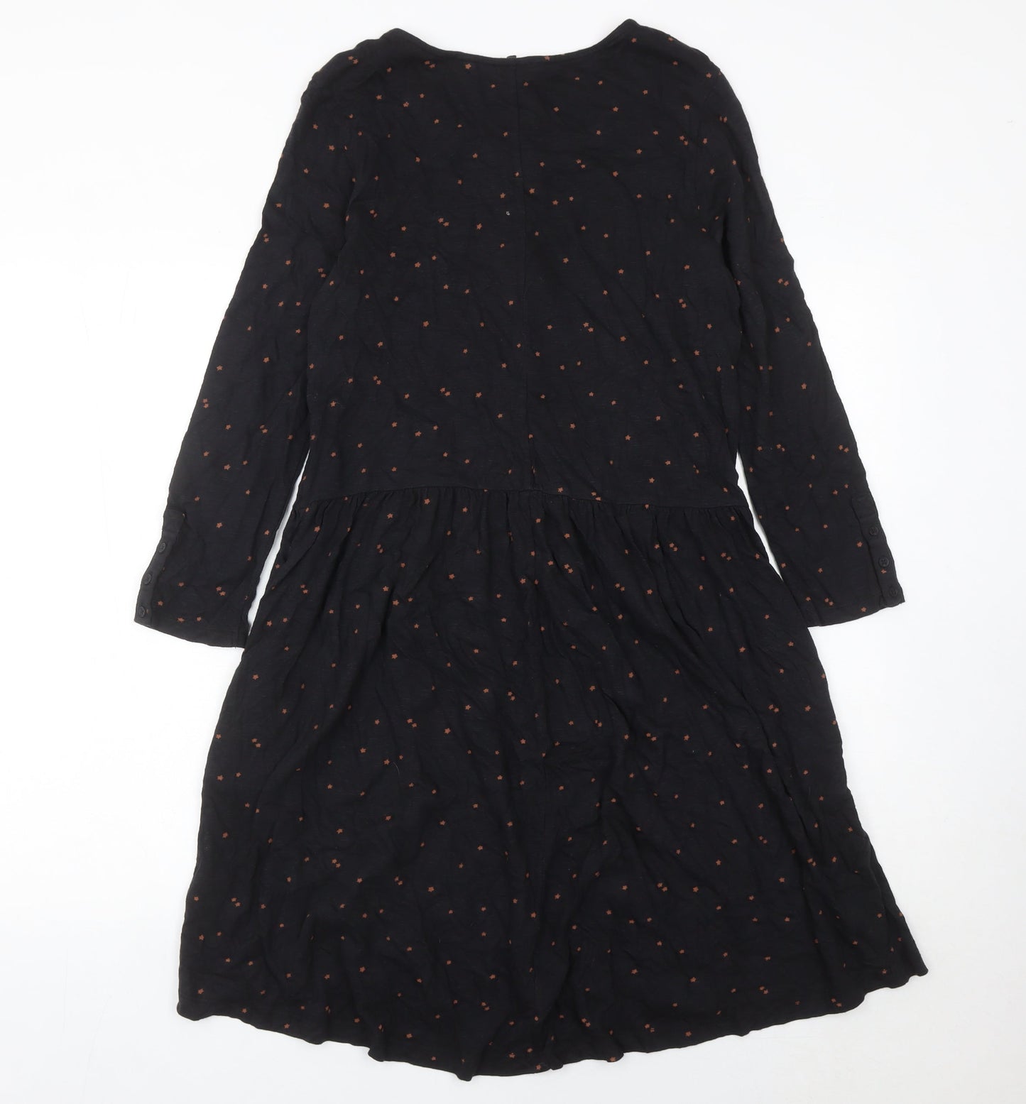 Fat Face Womens Black Floral Shift Dress Size 10 Long Sleeve Casual