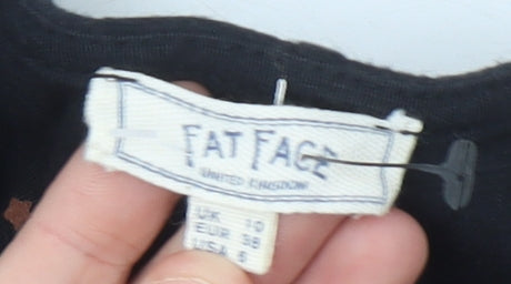 Fat Face Womens Black Floral Shift Dress Size 10 Long Sleeve Casual