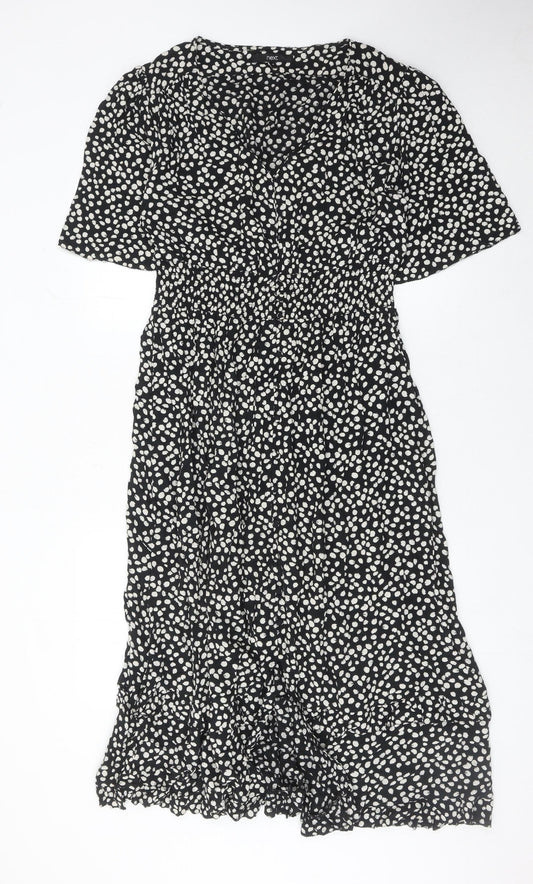 Next Women’s Black White Polka Dot Midi Dress Size 14
