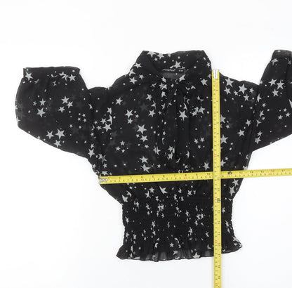 Atmosphere Womens Black Star Print Blouse Size 10 Balloon Sleeve Tunic