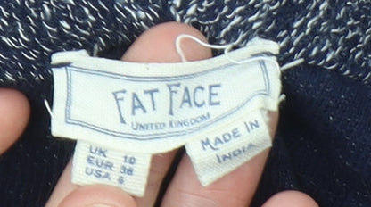 Womens UK Size 10 Fat Face Blue Cardigan Jumper