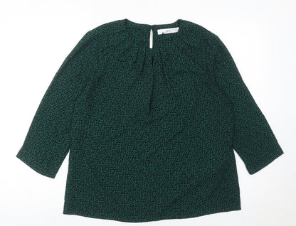 John Lewis Women’s Green Floral Blouse Size 10 Tunic 3/4 Sleeve