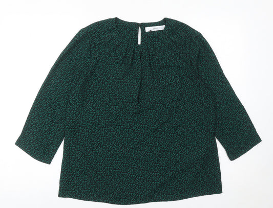 John Lewis Women’s Green Floral Blouse Size 10 Tunic 3/4 Sleeve