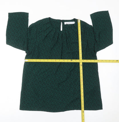 John Lewis Women’s Green Floral Blouse Size 10 Tunic 3/4 Sleeve