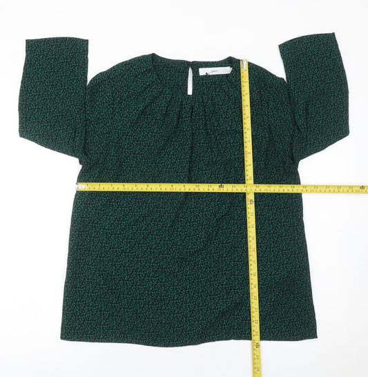 John Lewis Women’s Green Floral Blouse Size 10 Tunic 3/4 Sleeve