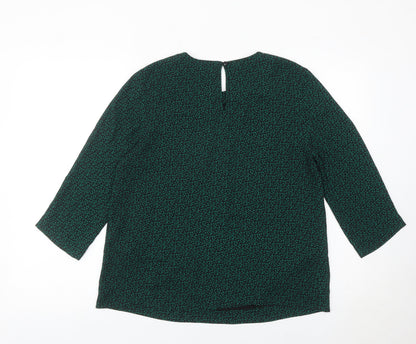 John Lewis Women’s Green Floral Blouse Size 10 Tunic 3/4 Sleeve