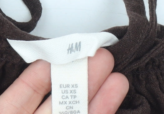 H&M Women Brown XS Sleeveless Linen Viscose Playsuit