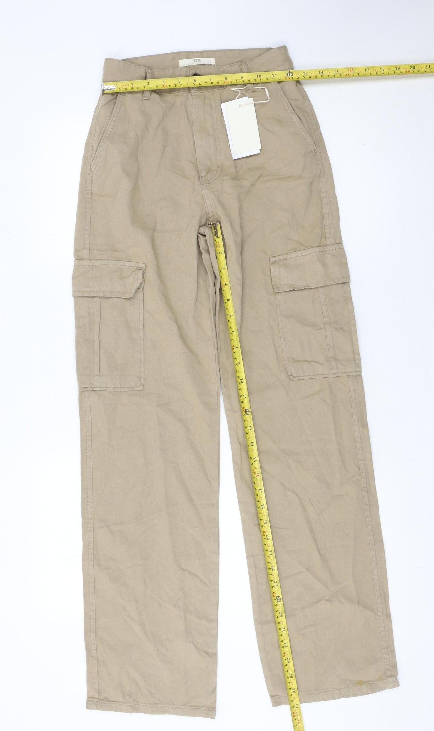 Womens UK Size 8 STR Regular Fit Cargo Beige Trousers