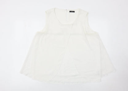 M&Co Women’s Ivory Sleeveless Tunic Blouse Size 14 Polyester