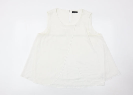 M&Co Women’s Ivory Sleeveless Tunic Blouse Size 14 Polyester