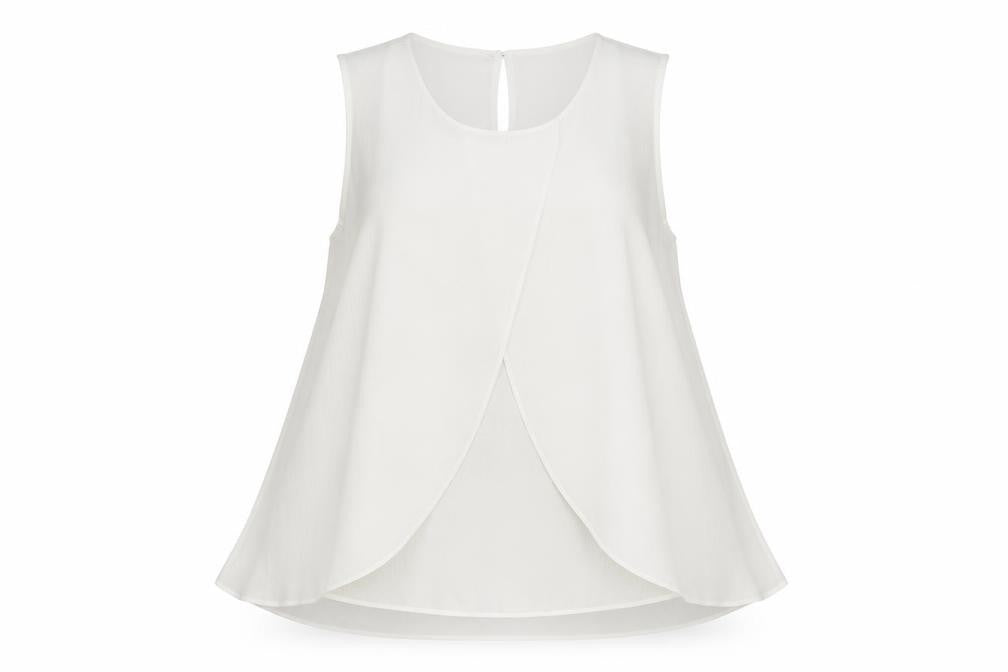 M&Co Women’s Ivory Sleeveless Tunic Blouse Size 14 Polyester