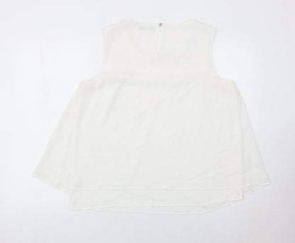 M&Co Women’s Ivory Sleeveless Tunic Blouse Size 14 Polyester