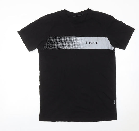Nicce Men's Black Graphic Logo T-Shirt Size S Casual Crew Neck