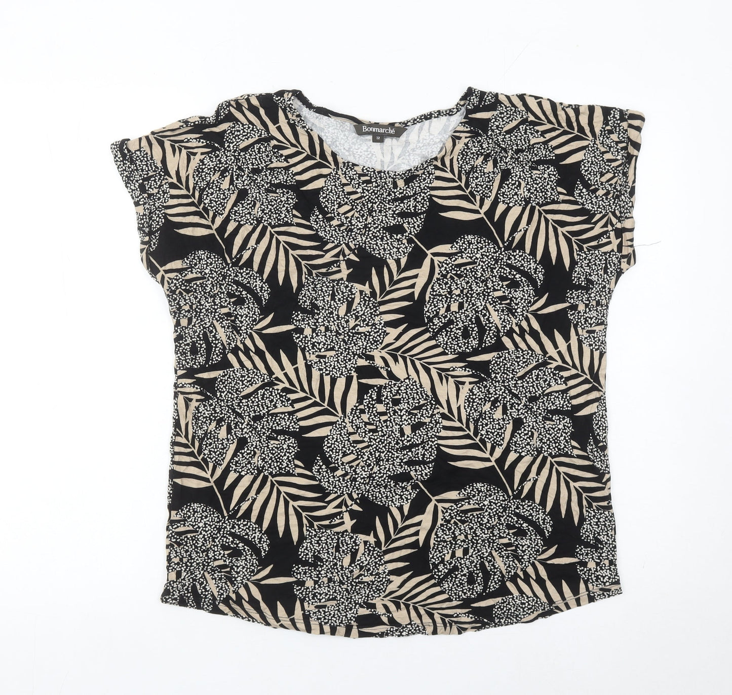 Womens UK Size 12 Bonmarché Black Basic T-Shirt