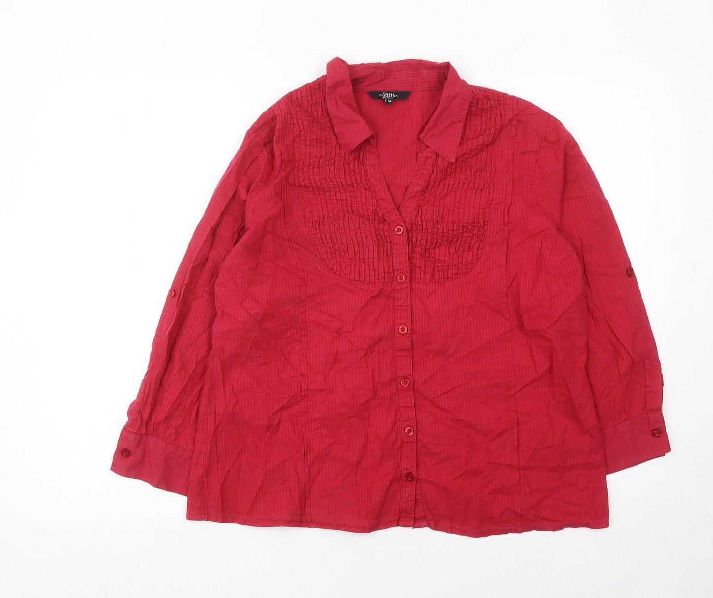 Womens UK Size 16 Debenhams Red Basic Button-Up