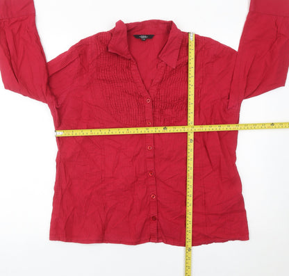 Womens UK Size 16 Debenhams Red Basic Button-Up