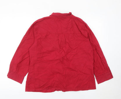 Womens UK Size 16 Debenhams Red Basic Button-Up