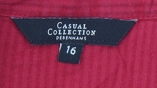 Womens UK Size 16 Debenhams Red Basic Button-Up