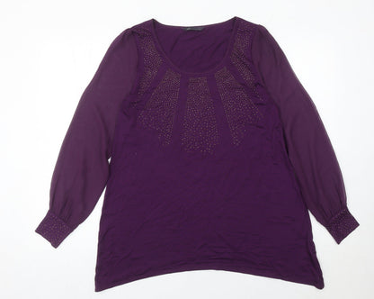 Marks and Spencer Women’s Purple Beaded Tunic Blouse UK 12 Long Sleeve
