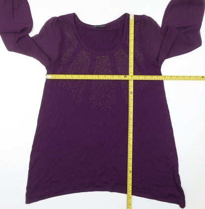 Marks and Spencer Women’s Purple Beaded Tunic Blouse UK 12 Long Sleeve