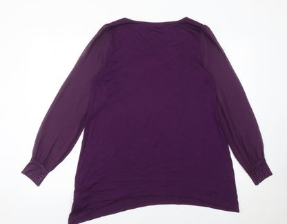 Marks and Spencer Women’s Purple Beaded Tunic Blouse UK 12 Long Sleeve