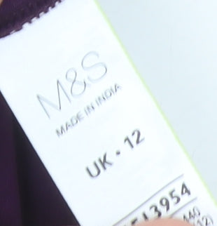 Marks and Spencer Women’s Purple Beaded Tunic Blouse UK 12 Long Sleeve