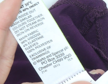 Marks and Spencer Women’s Purple Beaded Tunic Blouse UK 12 Long Sleeve