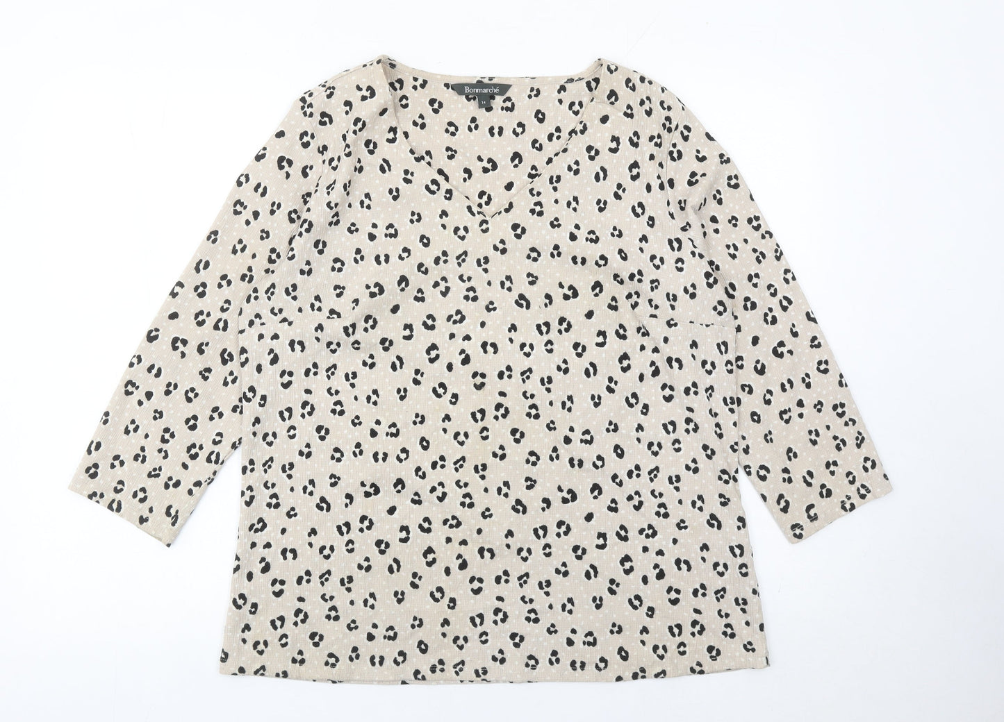 Bonmarché Women’s Beige Animal Print Tunic Blouse Size 14