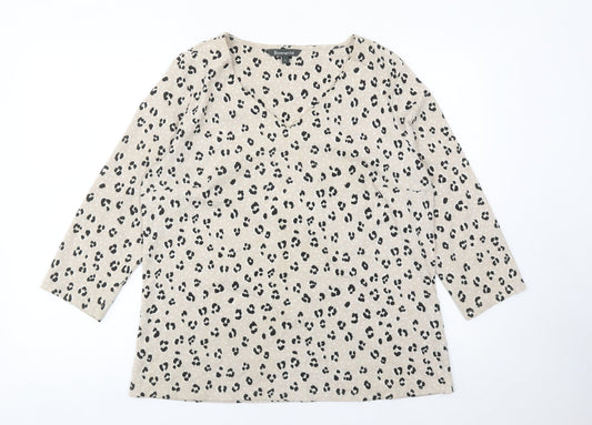 Bonmarché Women’s Beige Animal Print Tunic Blouse Size 14
