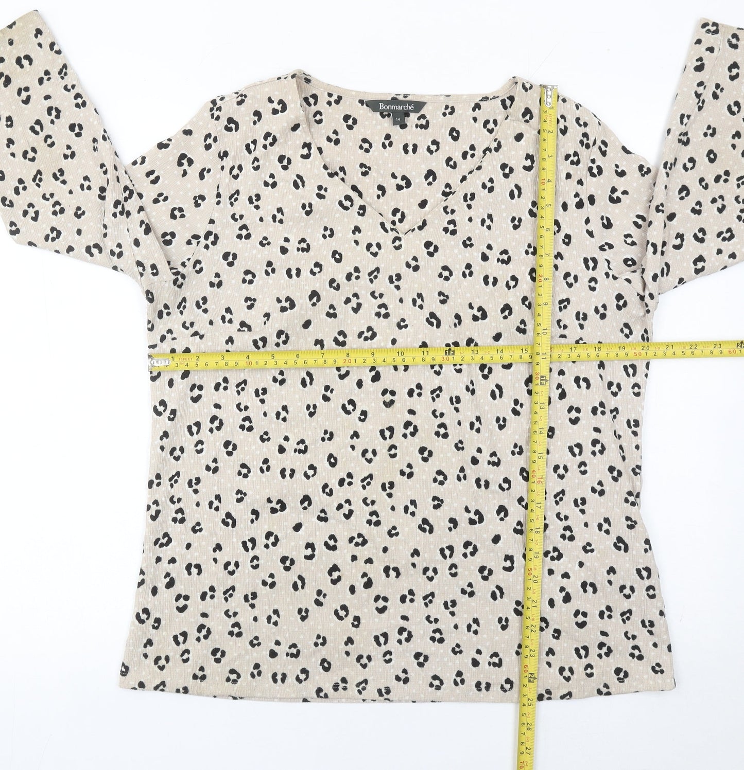 Bonmarché Women’s Beige Animal Print Tunic Blouse Size 14