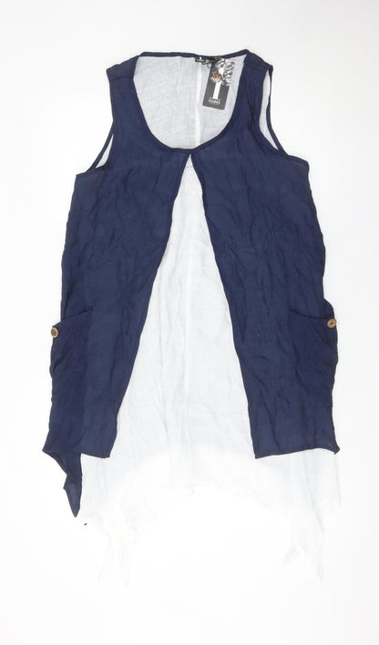 Izabel London Womens Blue Size 10 Sleeveless Tunic Blouse