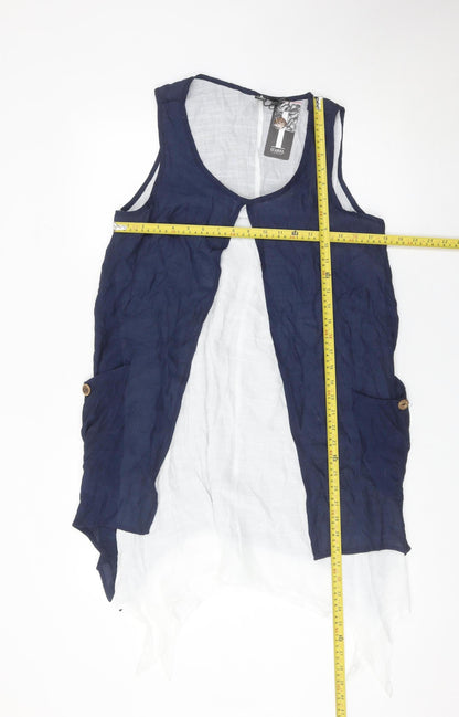 Izabel London Womens Blue Size 10 Sleeveless Tunic Blouse