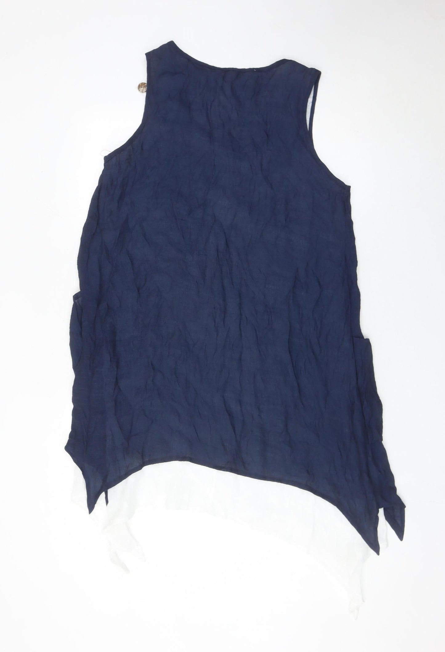 Izabel London Womens Blue Size 10 Sleeveless Tunic Blouse