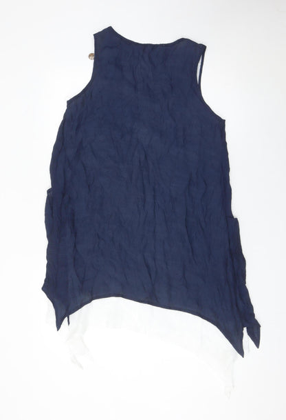 Izabel London Womens Blue Size 10 Sleeveless Tunic Blouse