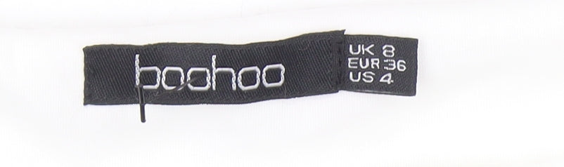 Boohoo Womens White Off Shoulder Ruffle Bodysuit Size 8