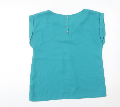 Louche Womens Blue Sleeveless Blouse Top Size S Polyester Casual