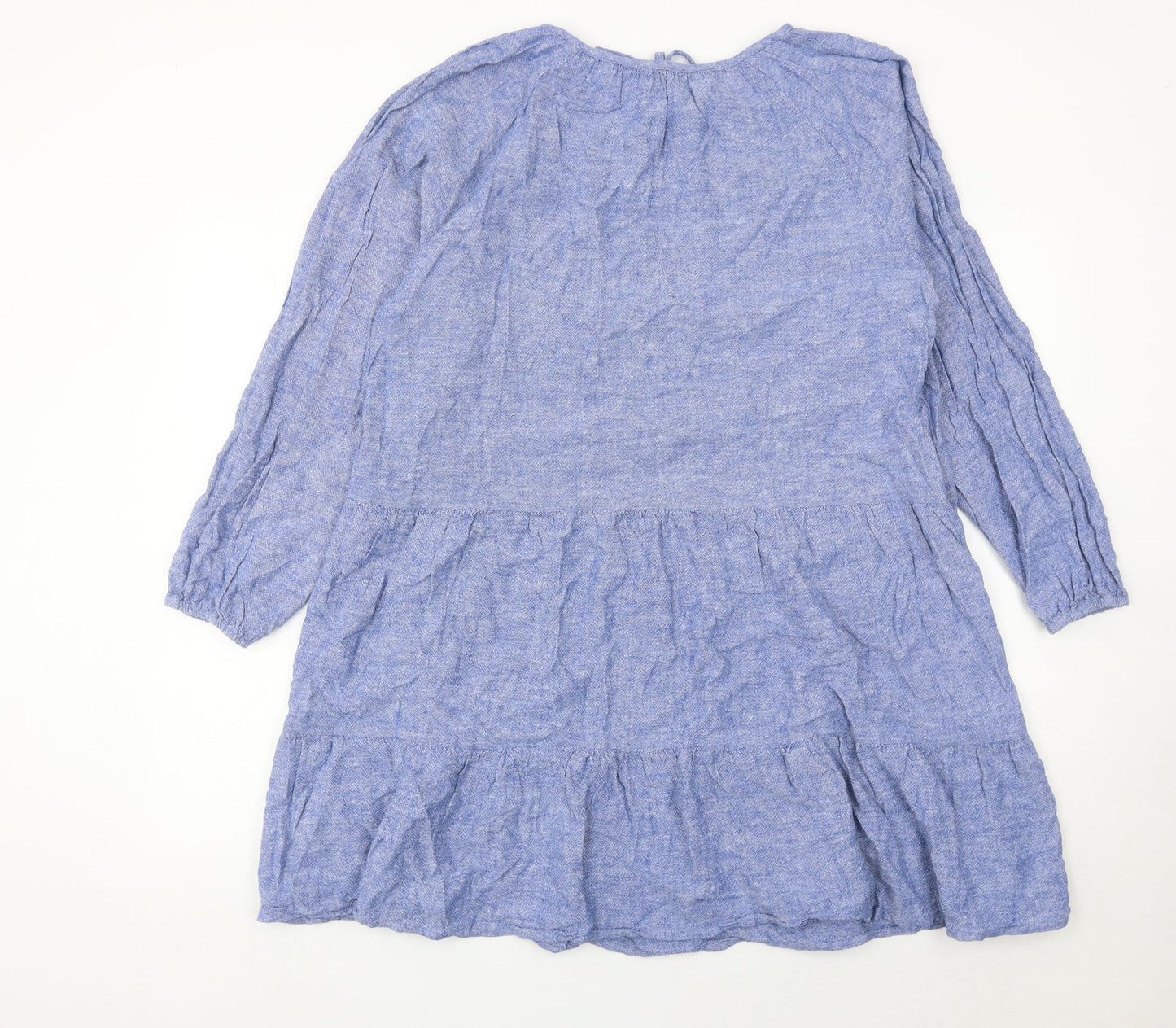 Marks and Spencer Women’s Blue Chambray Linen Blend Knee Length Dress UK 16